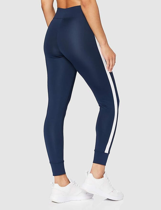 Amazon Essentials Women's Side Stripe 7/8 Yoga Leggings, Blue, 16