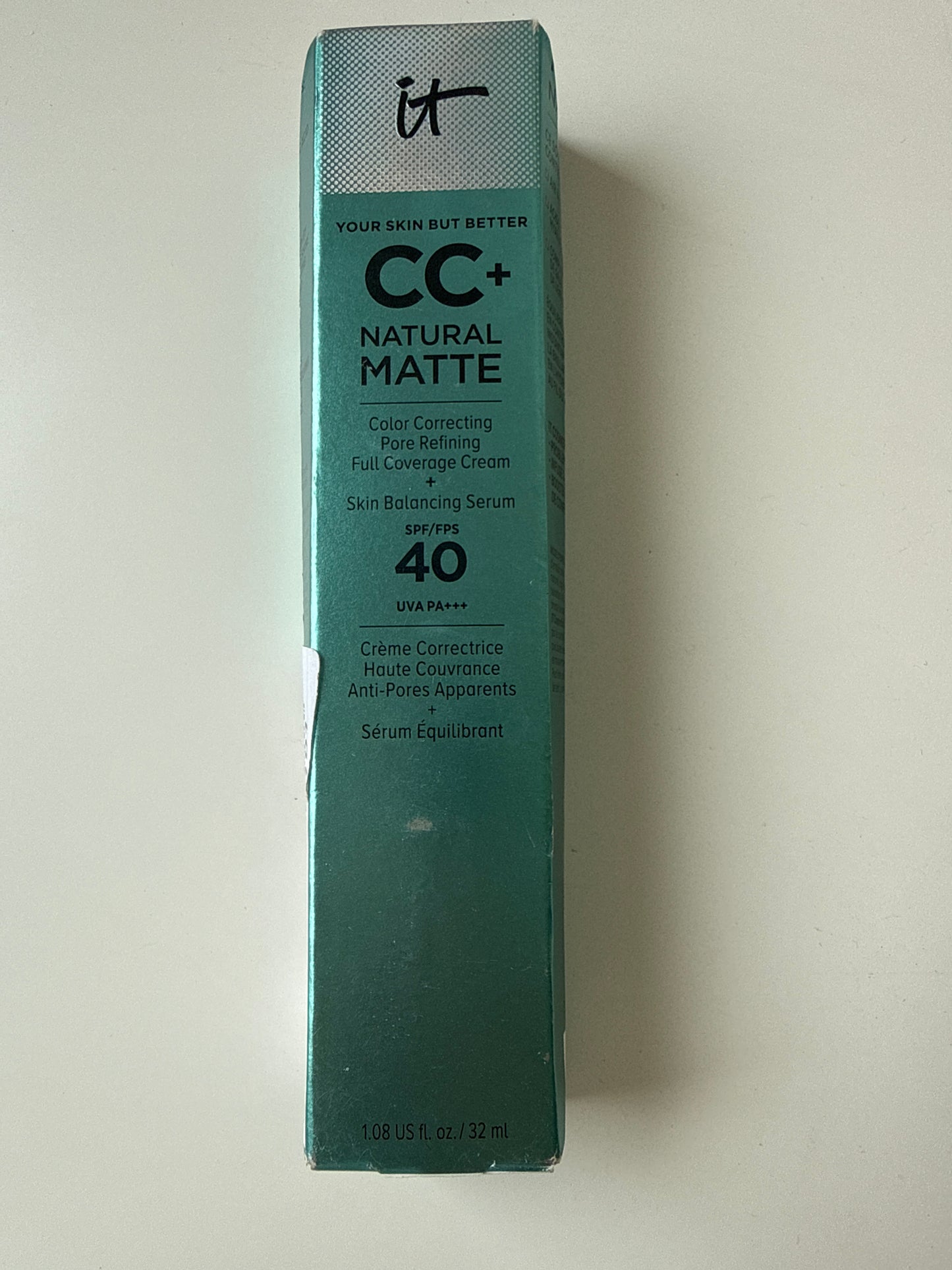 iT Cosmetics CC+ Natural Matte Color Correcting Full Coverage Cream + Skin Balancing Serum Shade: Fair Beige
