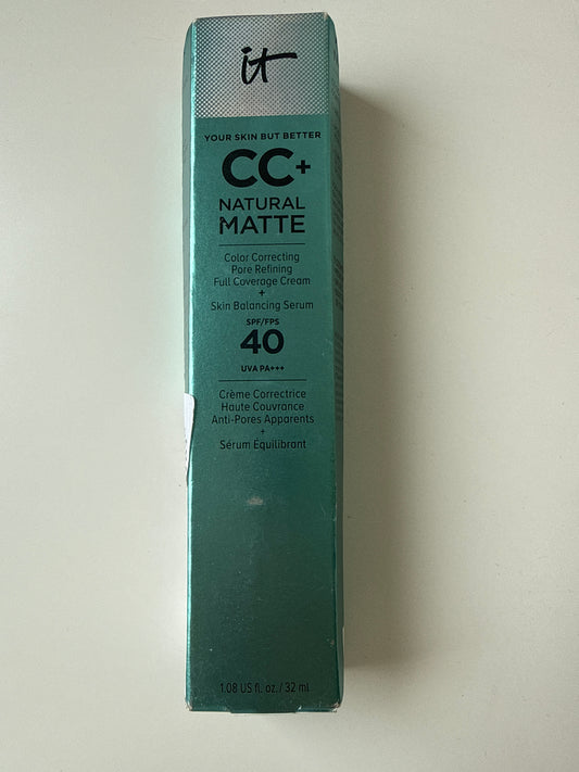 iT Cosmetics CC+ Natural Matte Color Correcting Full Coverage Cream + Skin Balancing Serum Shade: Fair Beige