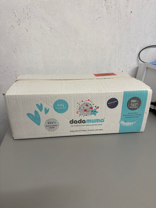 Dadamuma Baby 99.9% Pure Water Wipes - 12 Packs of 60 wipes