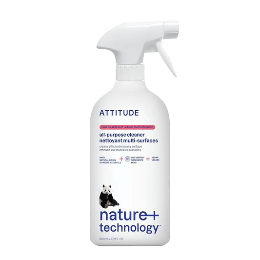 ATTITUDE All Purpose Cleaner Spray, EWG Verified, Vegan, Made with 94% Plant-Based Ingredients, Streak-Free for Kitchen, Bathroom, Glass & More,Citrus Zest Scent, 800 mL