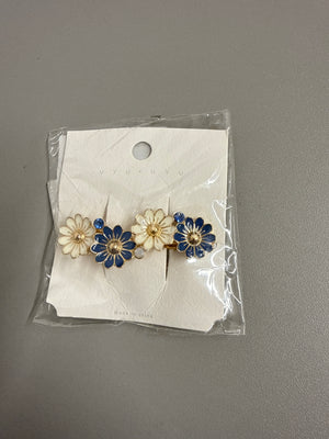 Blue & White Flower Hair Clip