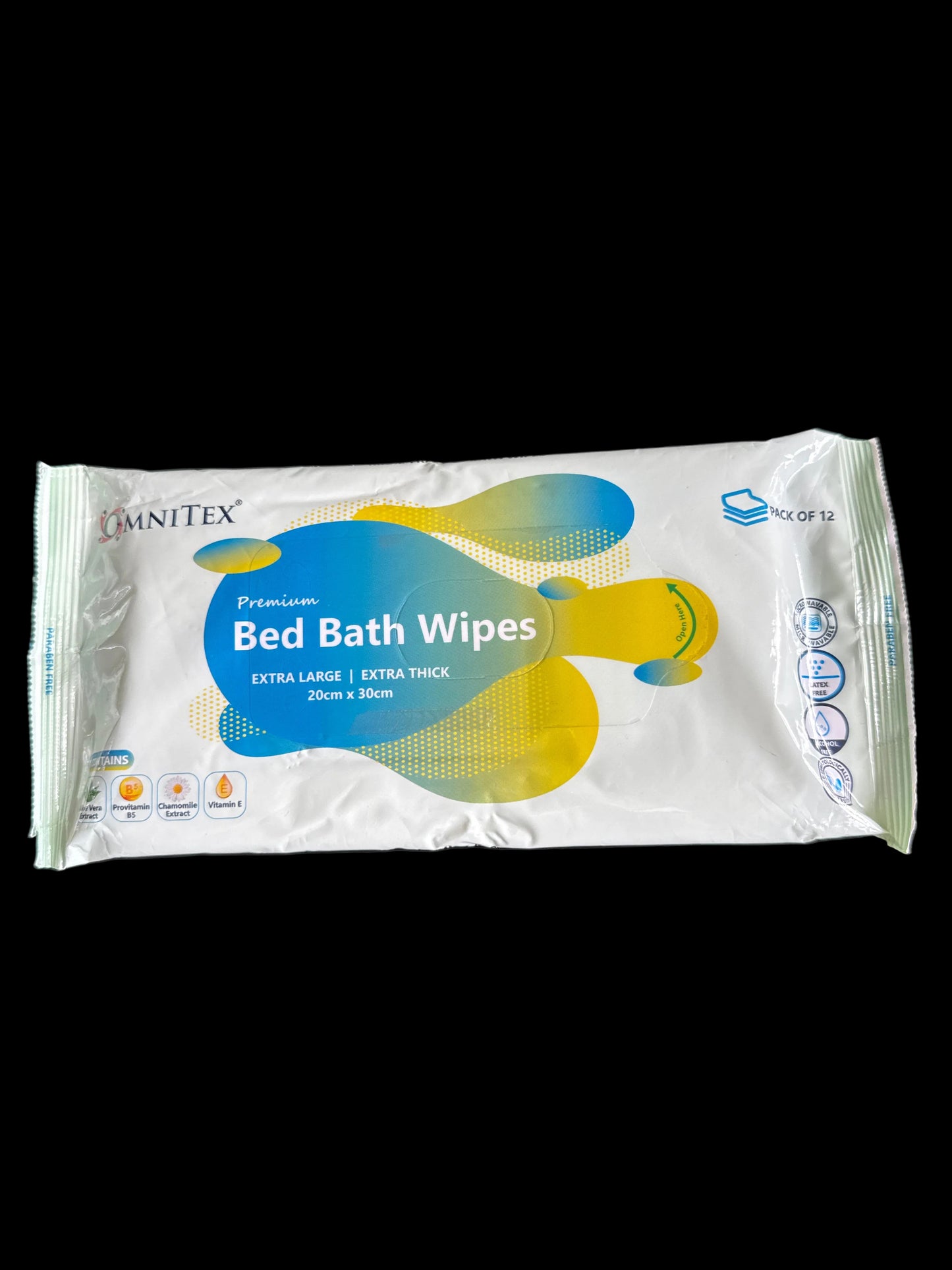 Omnitex Premium Bed Bath Wipes - Pack of 12 Wipes