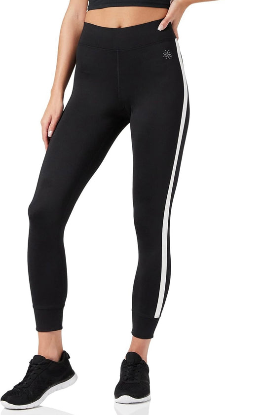 Amazon Essentials Women's Side Stripe 7/8 Yoga Leggings, Black, 12