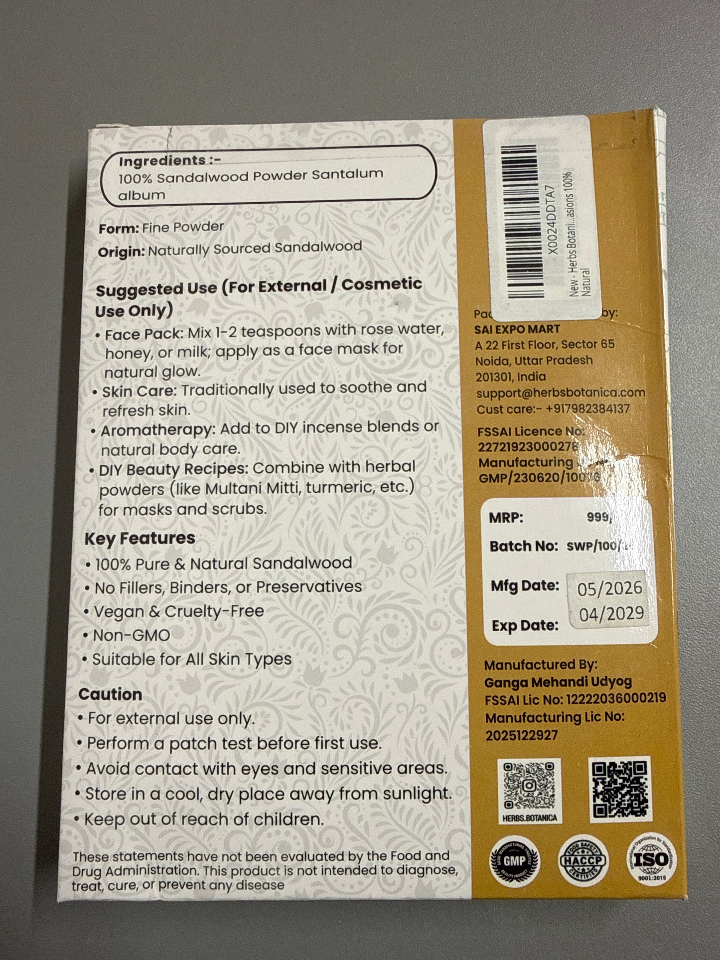 Sandlwood powder