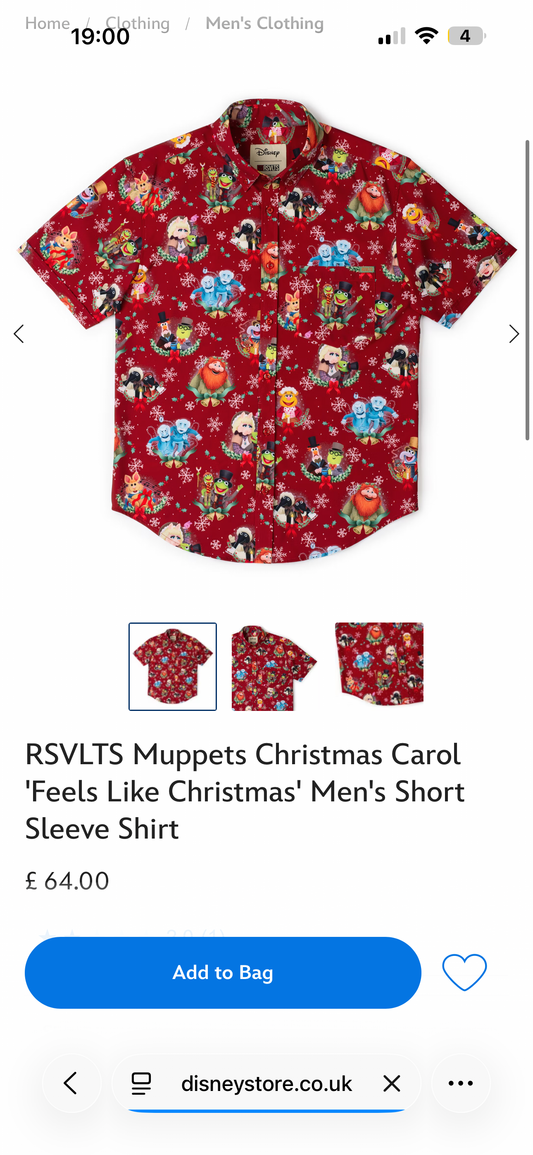RSVLTS Muppets Christmas Carol 'Feels Like Christmas' Men's Short Sleeve Shirt