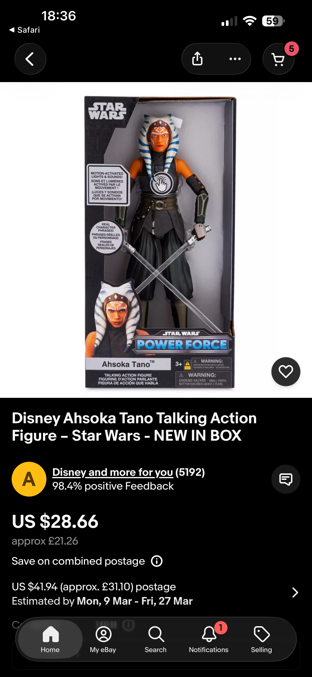 8 x Ashoka Tano 10” Disney Store Talking Figure