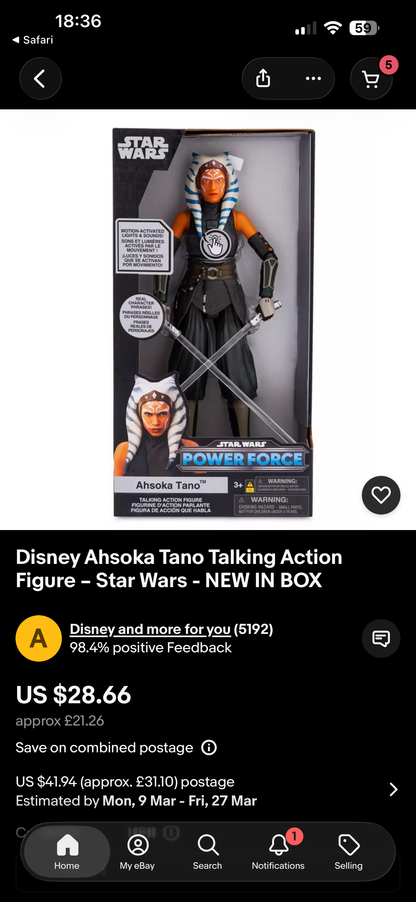8 x Ashoka Tano 10” Disney Store Talking Figure