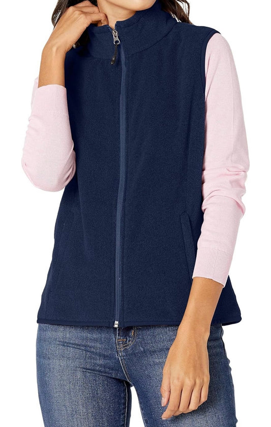 Amazon Essentials Women's Classic-Fit Sleeveless Polar Soft Fleece Vest (Available in Plus Size), Navy, M