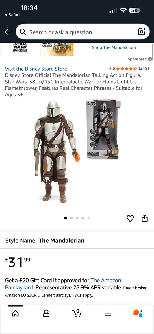 6 x Disney Store The Mandalorian Talking Action Figure