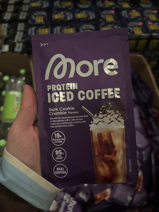 More protein iced coffee dark cookie crumble sachet