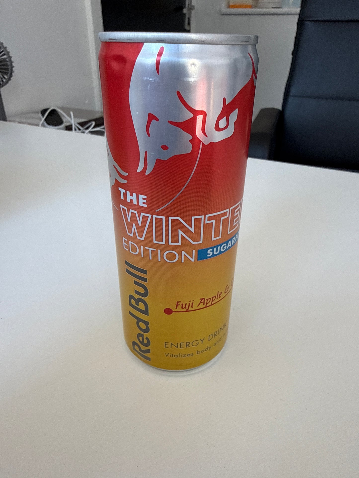 Winter edition red bull can
