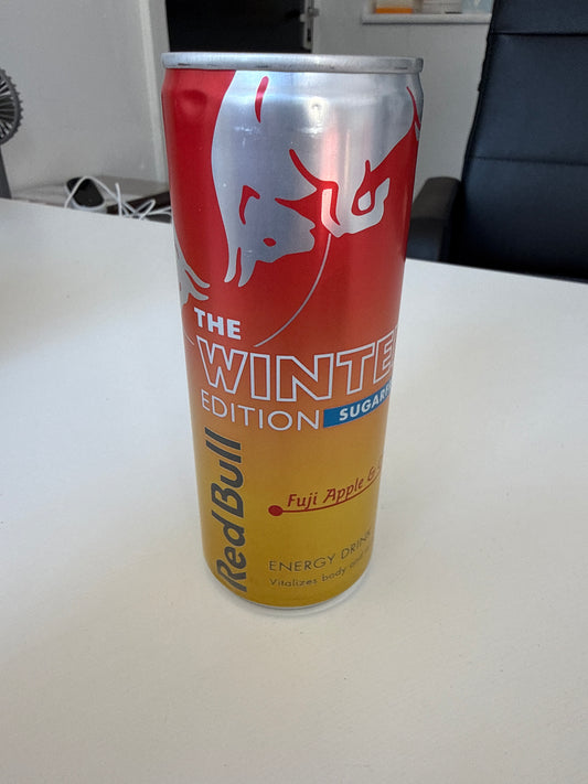 Winter edition red bull can