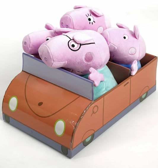 PRE-ORDER Simba Peppa Pig 4-Piece Family Car Soft Toy Collection