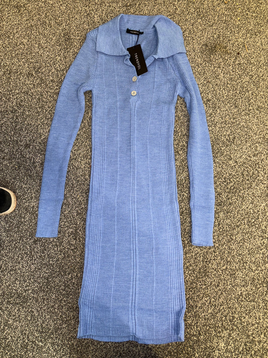 Blue Ribbed Dress - Size Large