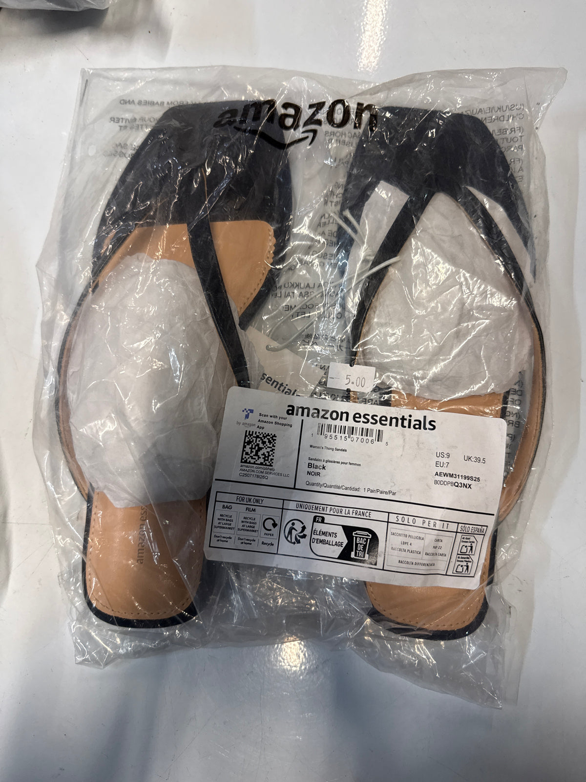 Black Sandals - UK 39.5