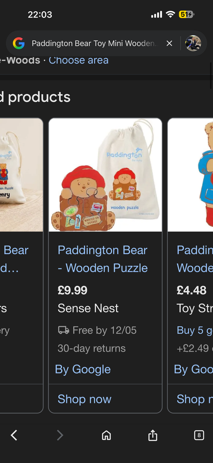 30 x Paddington Wooden Puzzle Orange Tree Toys 4piece