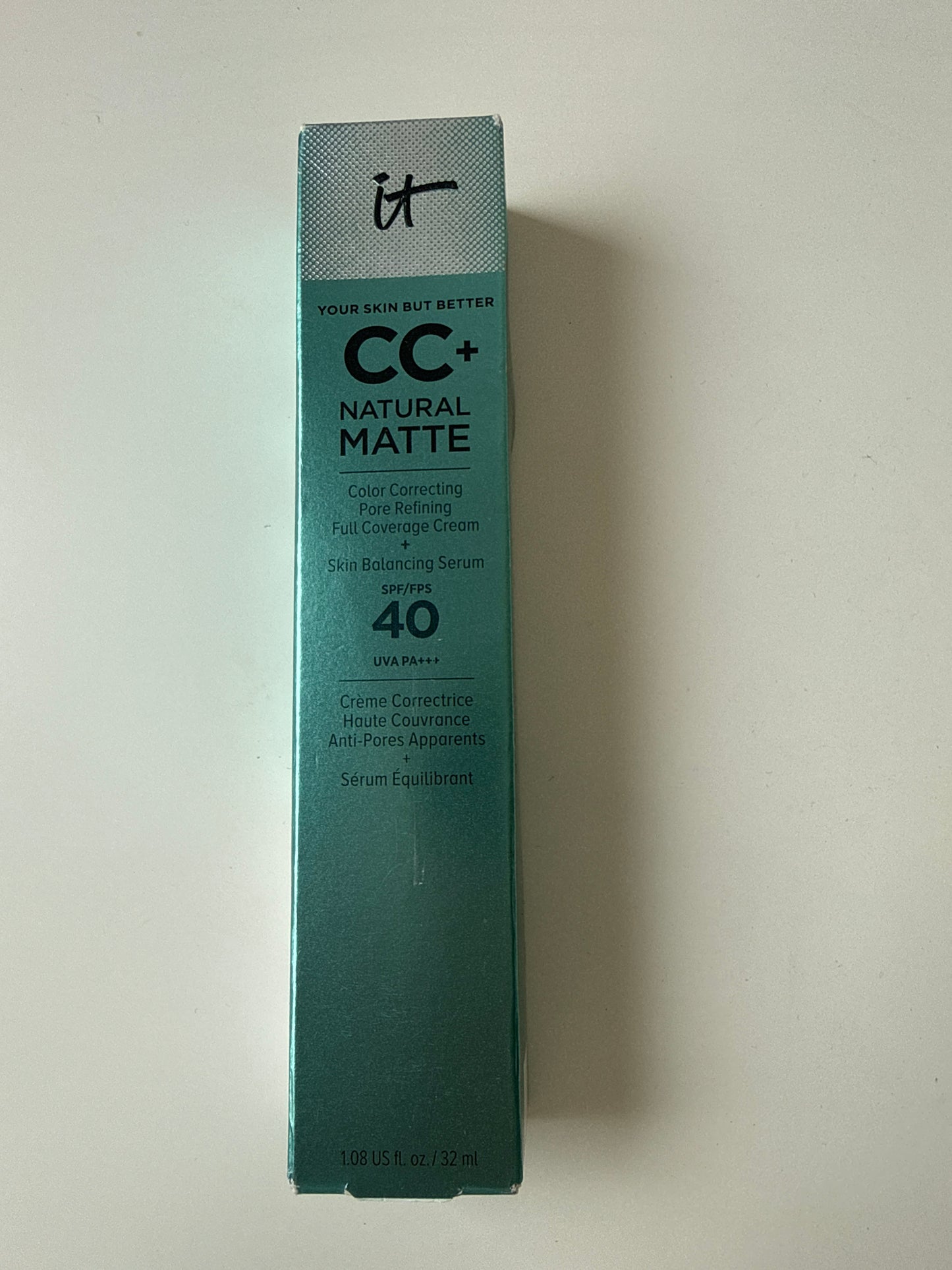 iT Cosmetics CC+ Natural Matte Color Correcting Full Coverage Cream + Skin Balancing Serum Shade: Fair Light