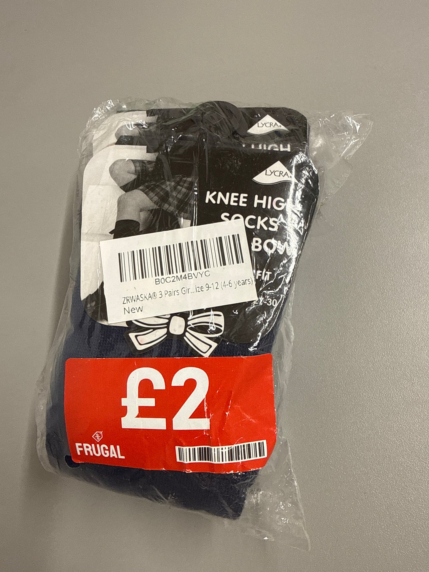 Knee High Navy Socks With Bow - 4-6 Years