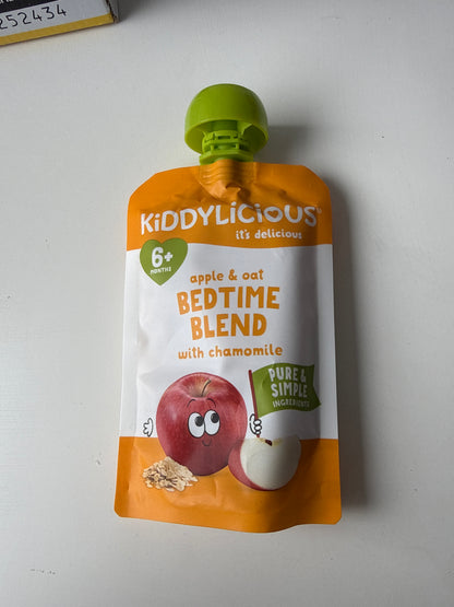 Kiddylicious - Apple & Oat Bedtime Blend Fruit Pouch (6x100g)