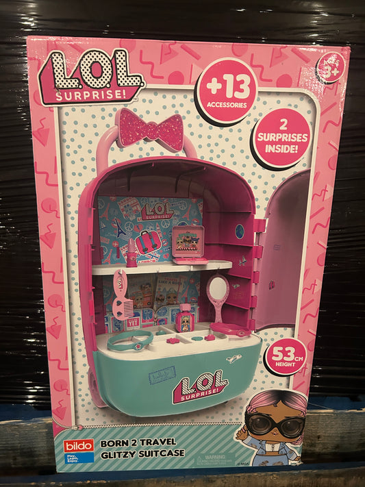 lol born 2 travel glitzy suitcase