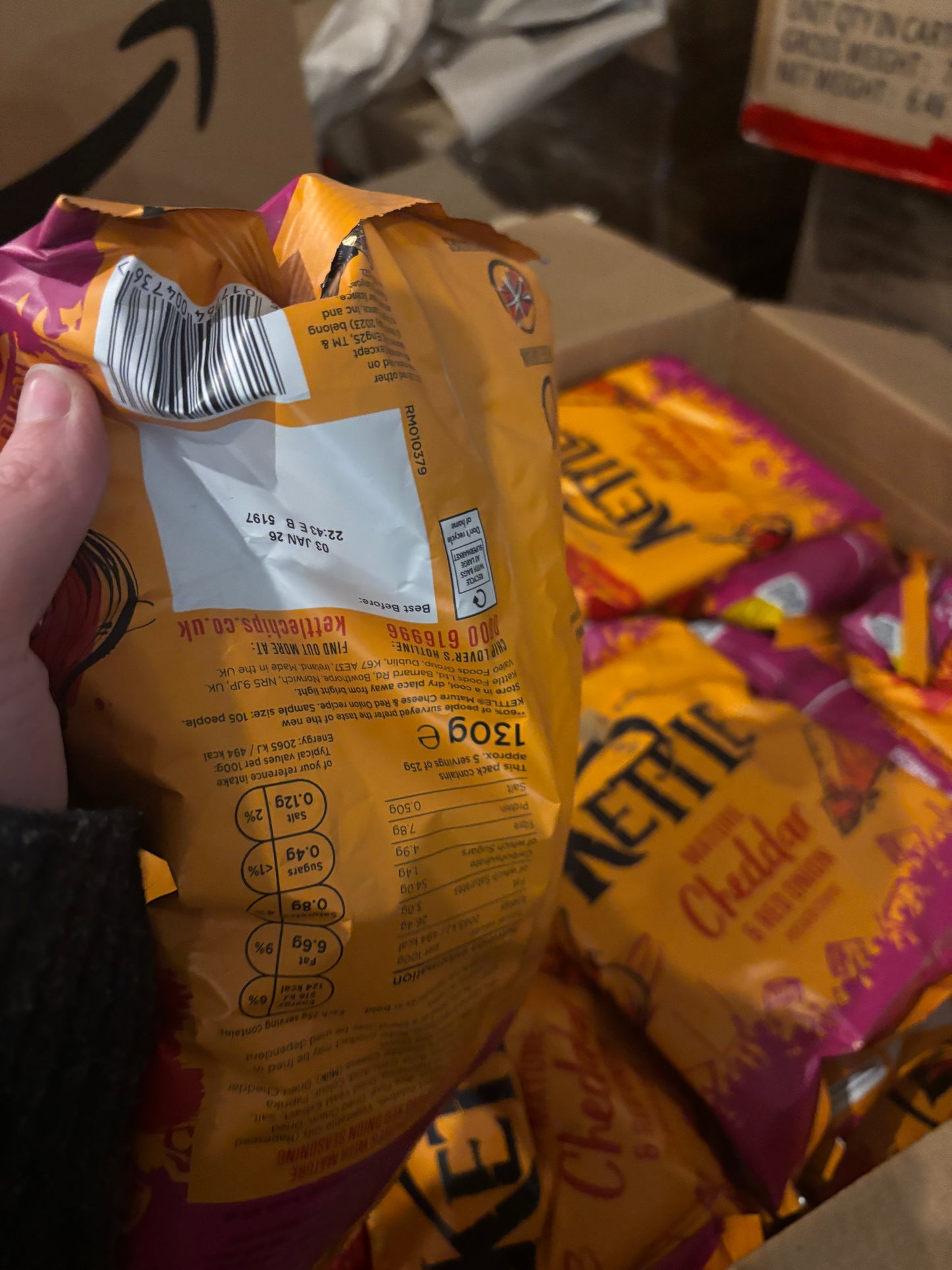 LARGE box of Kettle Mature Chedder & Red Onion Crisps