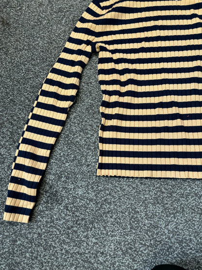 Sprit Long Sleeve Navy & Beige Top(Medium)