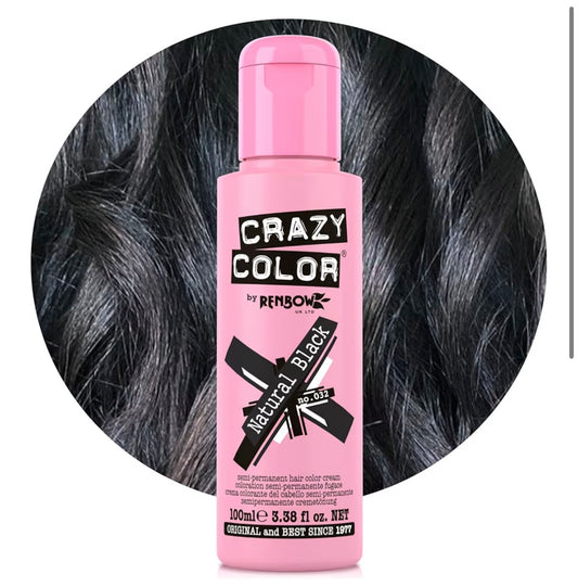 Crazy Color Vibrant Natural Black Semi-Permanent Hair Dye - 100ml