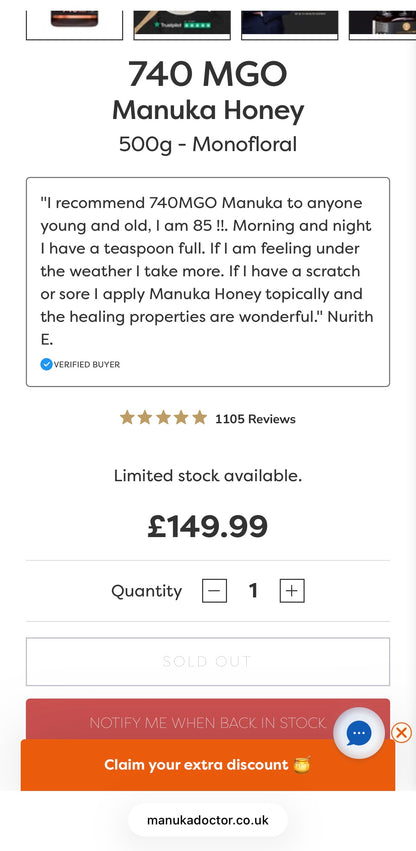 Manuka doctor - 740mgo monofloral Manuka honey 500g