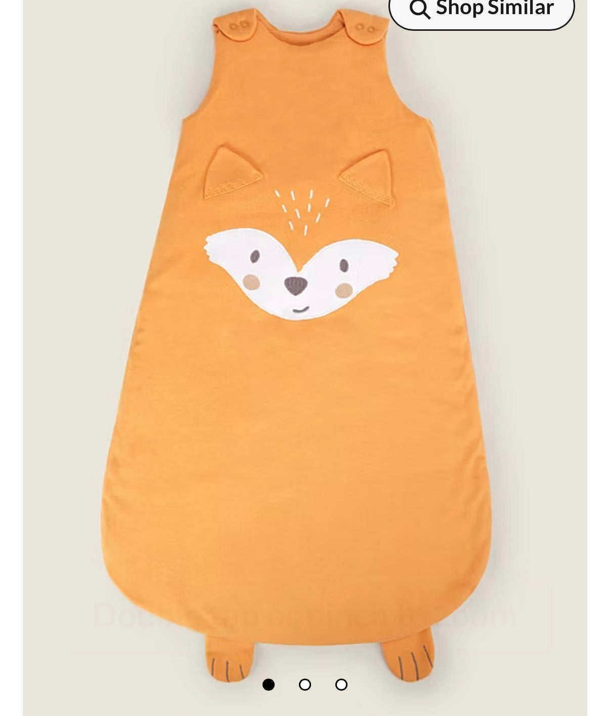 George Asda - Orange 3D Fox 6-18 Months Sleep Bag 2.5 Tog