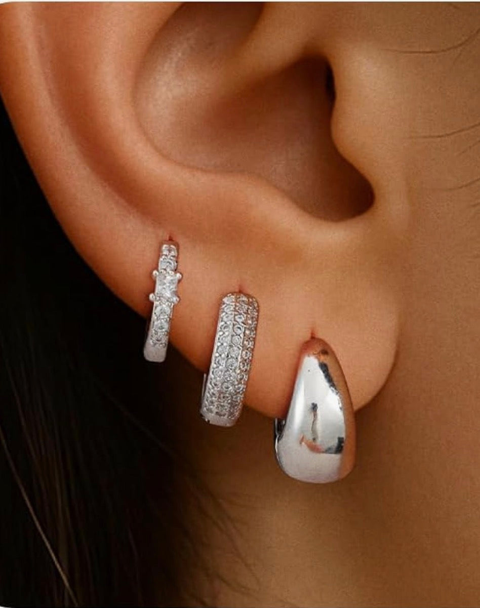 VIROMY Small Costume JewelleryHoop Earrings Set for Women - Silver