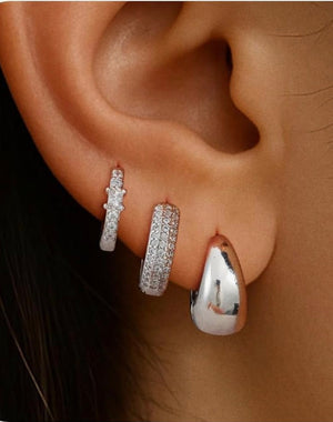 VIROMY Small Costume JewelleryHoop Earrings Set for Women - Silver