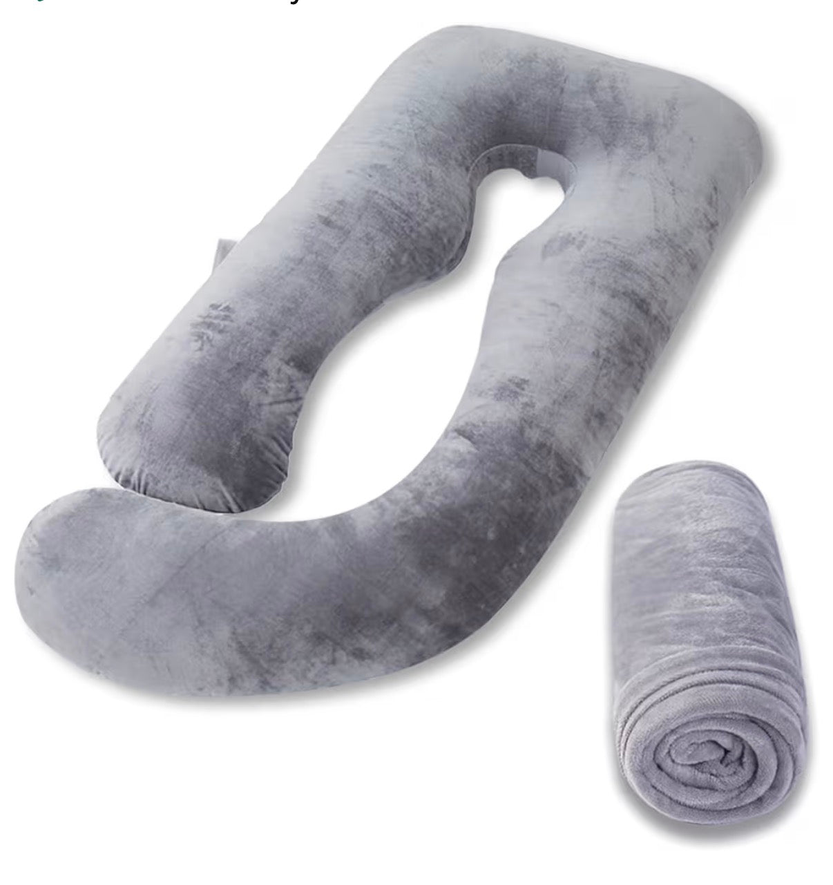 Full Body Pregnancy Pillowcase - Soft Velour Replacement Cover Only - Grey