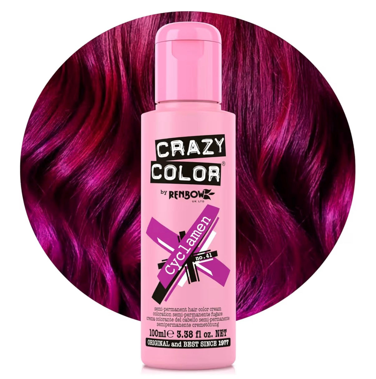 Crazy Color Vibrant Cyclamen Semi-Permanent Hair Dye - 100ml