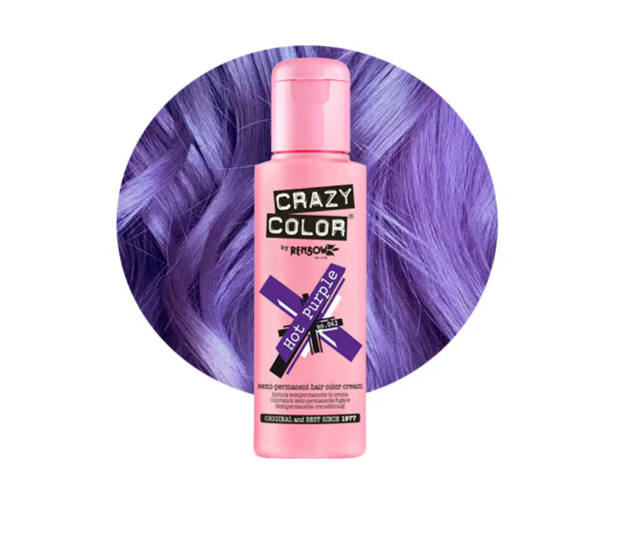 Crazy Color Semi Perm Hair Color Cream New Hot Purple 62 - 100ml