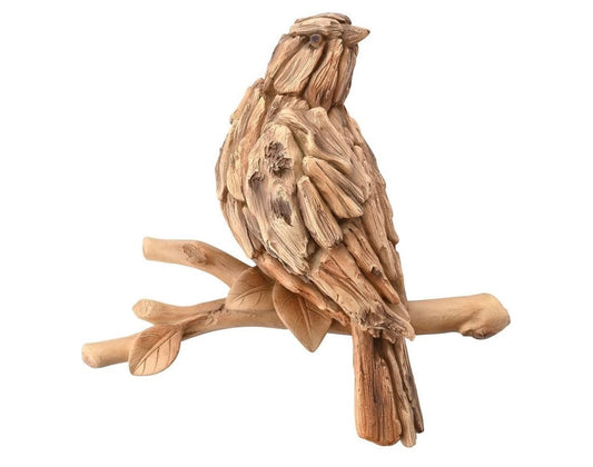 Widdop and Co Naturecraft - Wood Effect Sitting Bird Wall Art