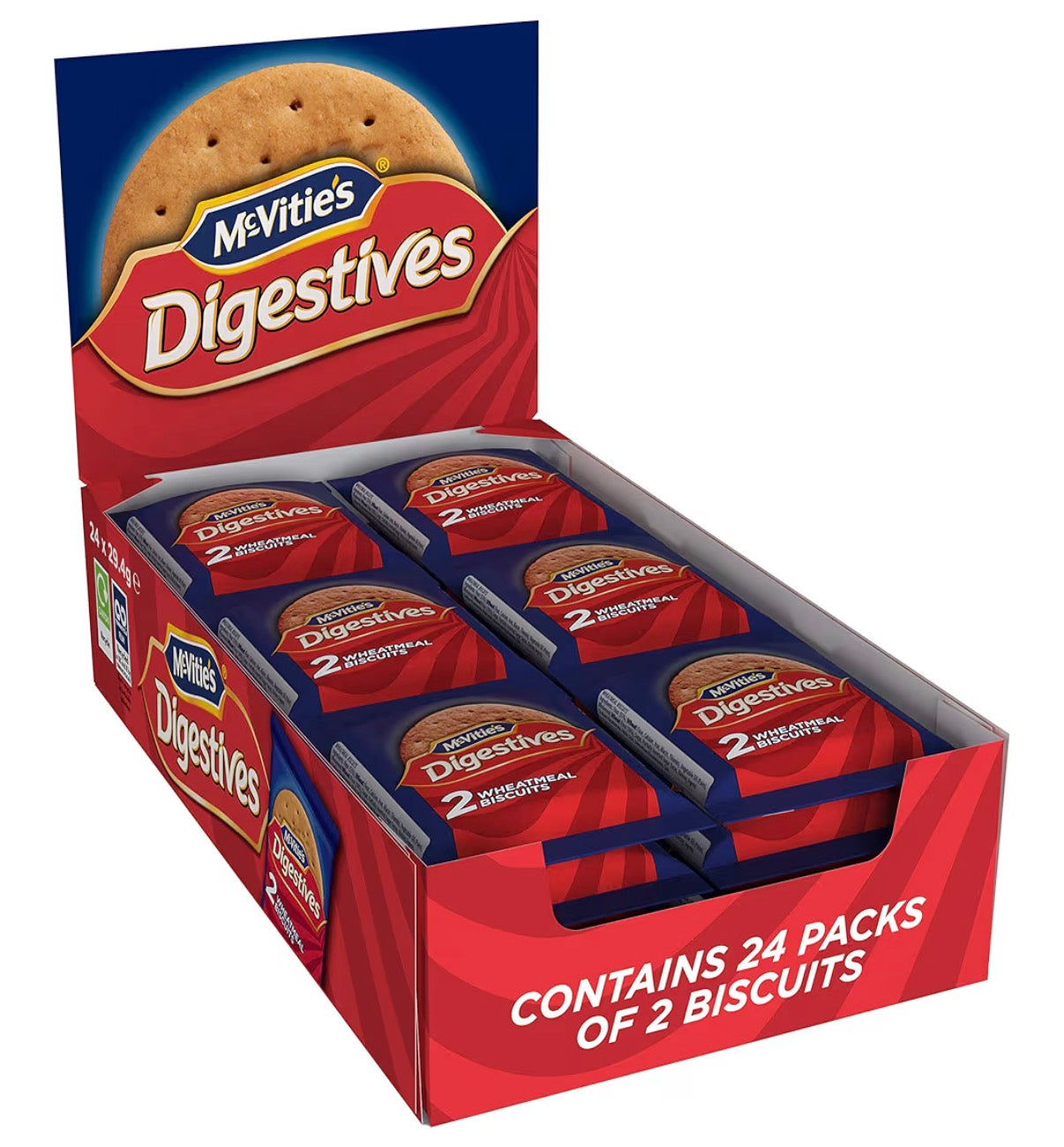 McVitie's Digestives Biscuits To Go, Convenient Snack Packs, 29.4 g (Pack of 24)
