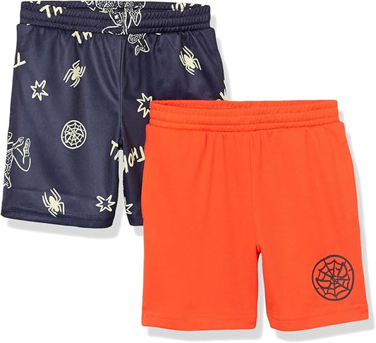 Amazon Essentials Disney | Marvel | Boys' Mesh Basketball Gym Shorts, Pack of 2