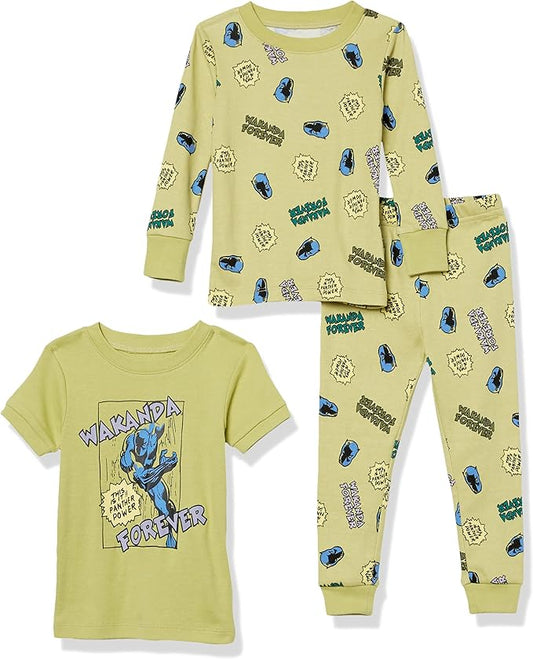 Amazon Essentials Boy's Snug-Fit Pyjama Sleep Sets, 3-Piece