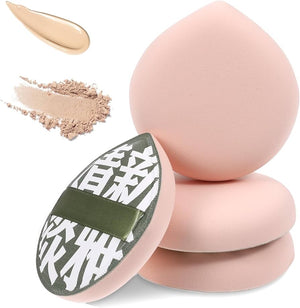 4 Pcs Korean Makeup Sponge Puff for Foundation Concealer and Powder Teardrop Setting Face Puff Makeup Cushion Foundation Sponge for Liquid, Cream(Large Size) - B