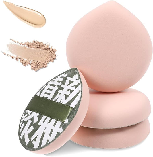 4 Pcs Korean Makeup Sponge Puff for Foundation Concealer and Powder Teardrop Setting Face Puff Makeup Cushion Foundation Sponge for Liquid, Cream(Large Size) - B