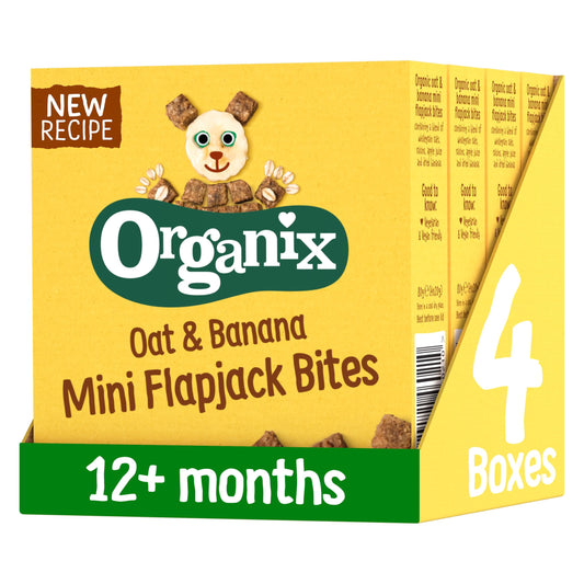 Organix Mini Flapjack Bites Oat and Banana - 4pk