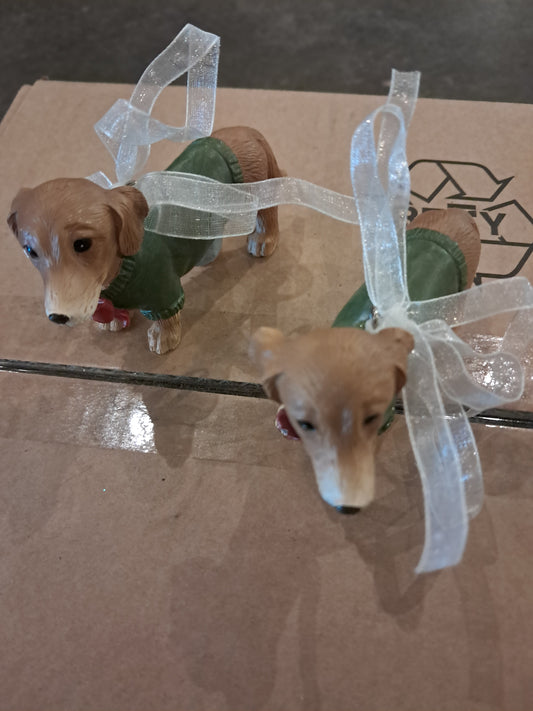 Set of two hanging dog johnlewis ornaments