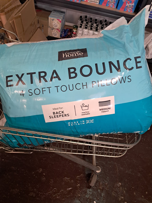 George home extra bounce 4 soft touch pillows (torn outer packaging)