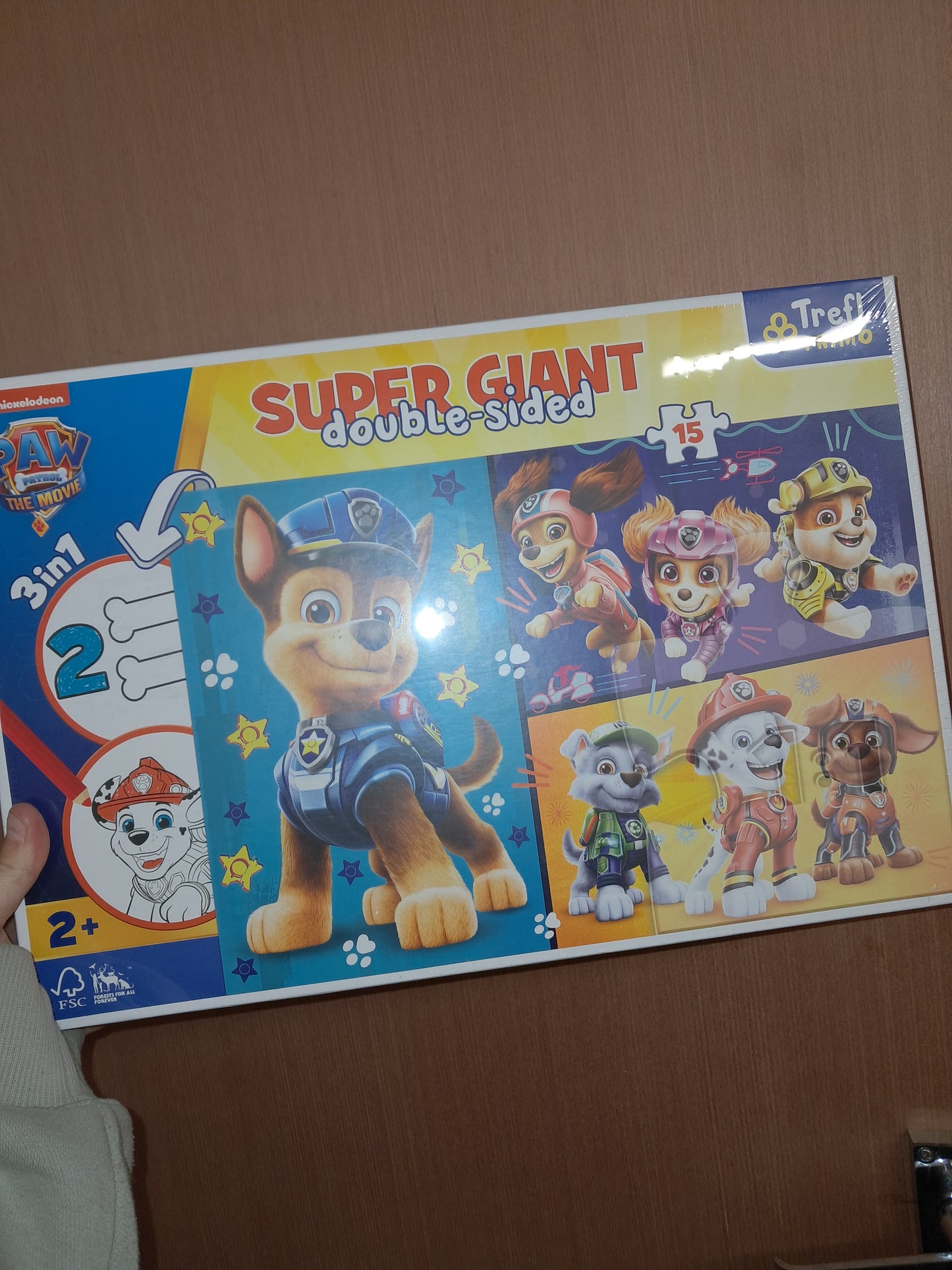 Trefl Primo paw patrol super giant souble sided puzzle 15 pieces 2+