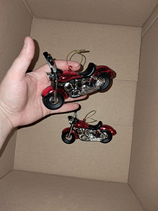 SET OF TWO! GLASS hanging motorbikes COLLECTION ONLY!