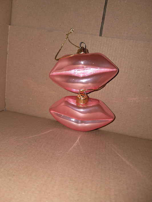 Pink metalic GLASS set of lips tree decor! COLLECTION ONLY!