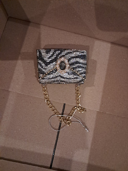 Zebra style handbag tree ornament GLASS! COLLECTION ONLY!