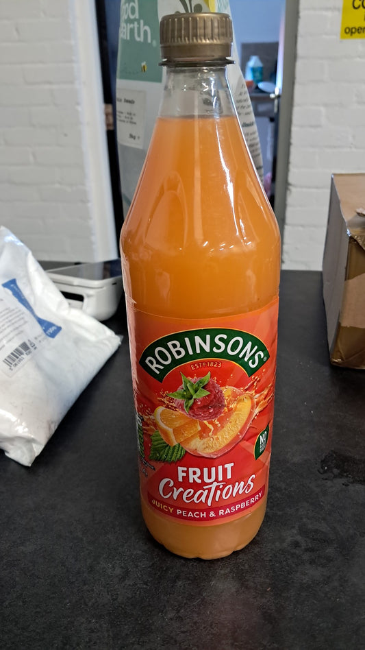 Robinsons fruit creations juicy peach and raspberry 1L