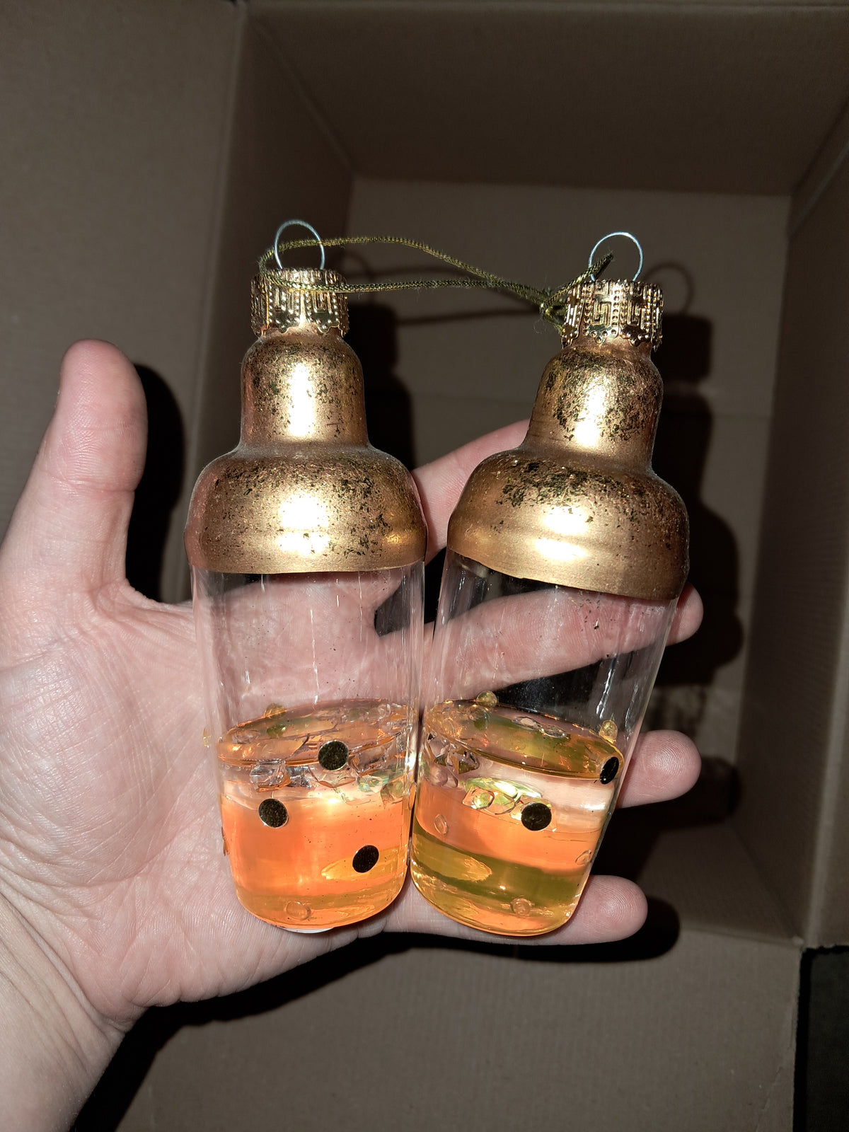 A set of Cocktail shakers tree ornament GLASS! COLLECTION ONLY!